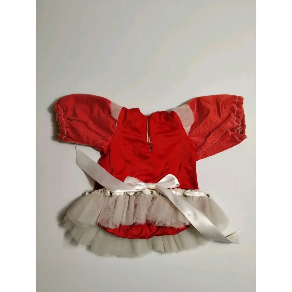 Vintage Doll Ballet Outfit Red - White Tulle - 8.5